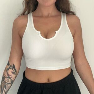 White Ribbed Crop Top